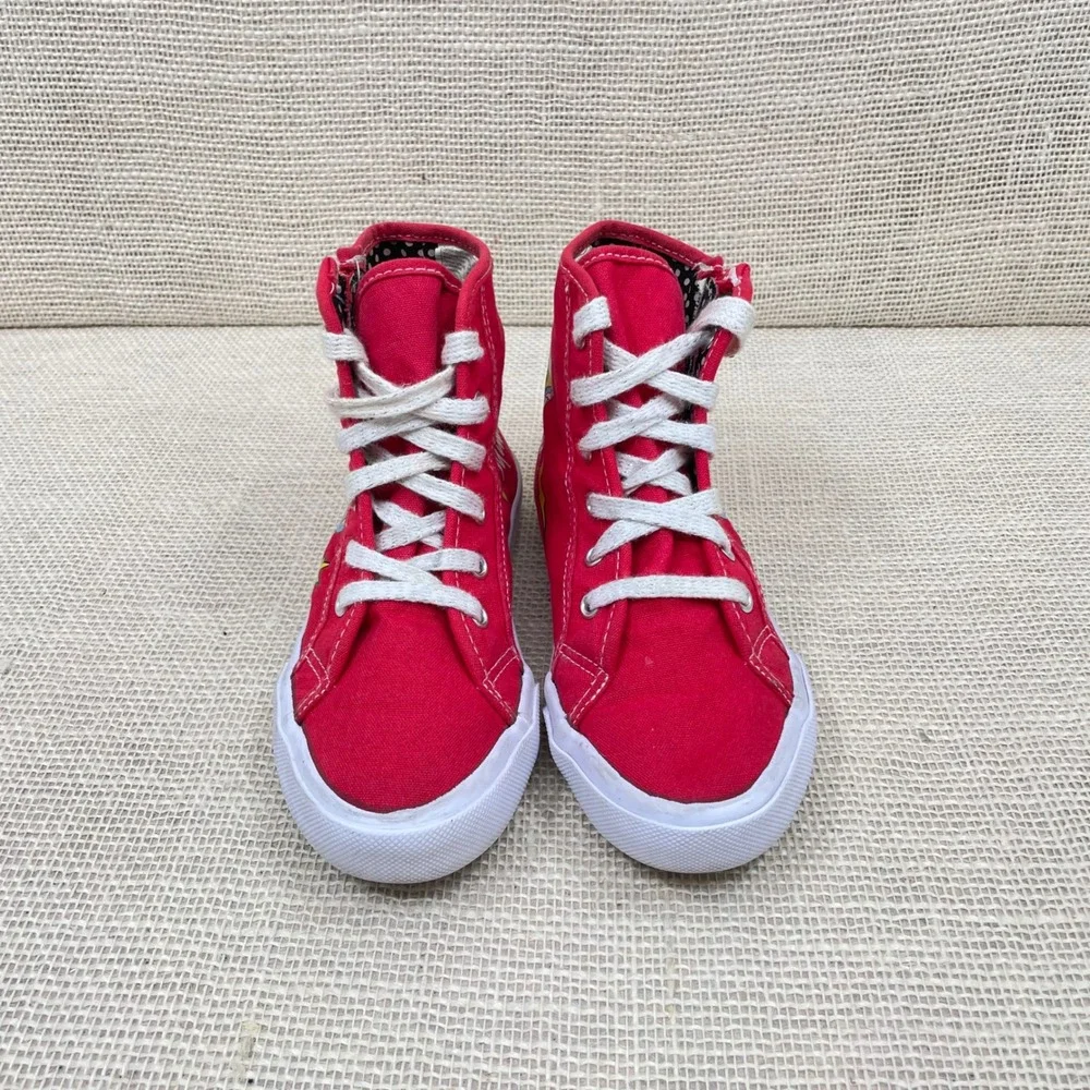 Disney Minnie Mouse Red High Top Sneakers Zip Side‎ Youth Size 1.5